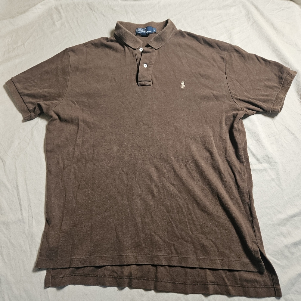 Polo Ralph Lauren Mens L Large Brown Short Sleeve Classic Fit‎ Polo Shirt Cotton - Picture 2 of 6